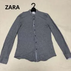 ZARA ザラ長袖ノーカラーシャツ メンズ ブルーグレー Mサイズ