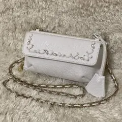 美品】ADMJ チェーンウォレット グレージュ レザー 多収納 
