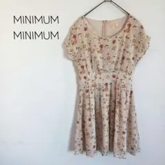 ミニマムミニマム 花柄ワンピース フェミニン ウエスト切替 日本製 ベージュ