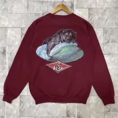 90s USA製 BEAR SURF BOARDS 紙タグ スウェット プリントのサムネイル
