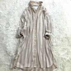 TICCA ティッカ ストライプ シャツワンピース コットン 長袖 ベージュのサムネイル