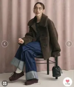 ☆試着のみ☆WEB限定】ボア×フェイクムートン ループボタンジャケット 2WAY