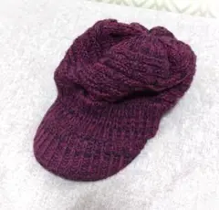 ORIÉNT（オリエント）赤×黒ミックスカラー　つば付ニット帽