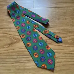 メンズネクタイ　グリーン　シルク100% イタリア　美品