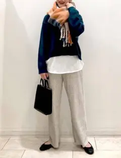 美品 LOWRYS FARM ベロアヨウリュウカットパンツ アイボリー