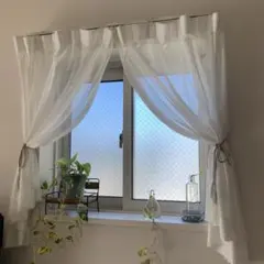 ★ 出窓　カーテンレース　107×100cm 　　2枚　美品　★