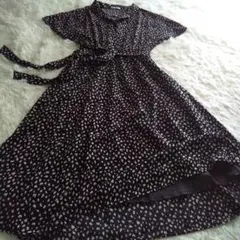 ★GLACIER★レオパード★黒★ 半袖★ロング ワンピース