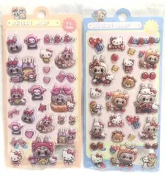 大人気‼️立体シール２点セット　ぷくぷくシール　ラブブ3Dシール