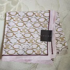 【新品】CELINE ブランドハンカチ 大判 ピンク ロゴ