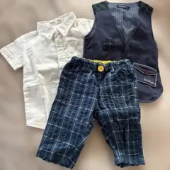 男の子100センチ　フォーマル服セット（シャツ・ベスト・パンツ）