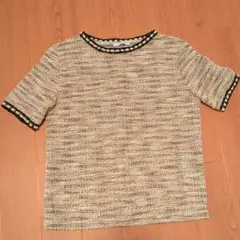 ZARA TRF パール装飾 ツイードニット 半袖のサムネイル