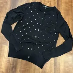 ユニクロ　UNIQLO カーディガン S 黒　水玉　毛