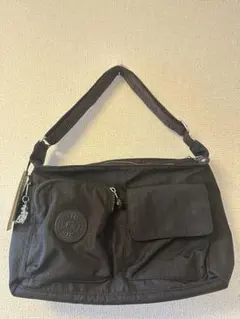 Kipling ショルダーバッグ 黒 総柄 ゴリラチャーム付き