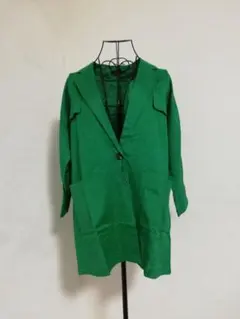 緑色 テーラードジャケット 1つボタン