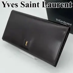 イヴサンローラン 長財布 フラップウォレット カサンドラ YSLロゴ 男女可能