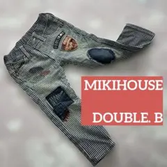 DOUBLE_B ヒッコリー パッチワーク パンツ