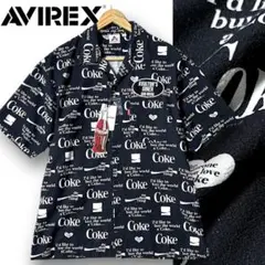 L AVIREX コカ・コーラコラボ ビッグロゴ オープンカラーシャツ ブラック