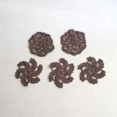 レース編み ドイリー コースター  モカブラウン 5枚セット