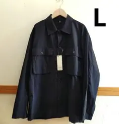 GU ウォッシュドユーティリティシャツ　L ブラック