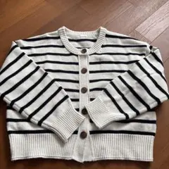 GU ボーダーニット ボタン付きカーディガン Ｌ
