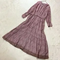 ハンチ　ボタニカルティアードワンピース　マキシ丈　ロング　紐　ゴム　レーヨン混のサムネイル