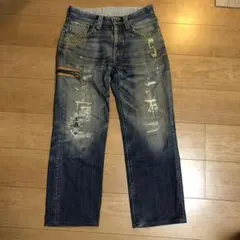 90s archive rivet crash fade denim pants - メルカリ