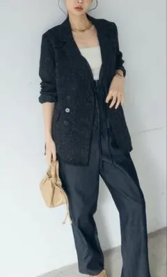 ツイードフリンジジャケット ブラック/esica エシカ同型