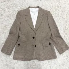 ロペ　テーラードジャケット　千鳥格子　チェック　サイズ9 M相当　くるみボタン
