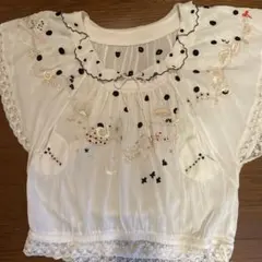 値下げ！フランシュリッペブラウス　可愛い 刺繍　ドット　リボン　美品