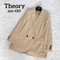 極美品 セオリー リネン混ダブルブレストジャケット ベージュストレッチ定価５万