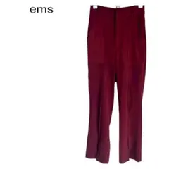 emsスラックス　センタープレス　パンツ美脚　ウエストゴム派手色