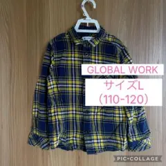 GLOBAL WORK チェック柄長袖シャツ L (110-120) ネルシャツ