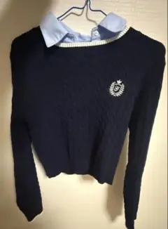 【美品】INGNI シャツ襟付ケーブルニット