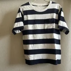 ストライプ 半袖Tシャツ Lサイズ ネイビーのサムネイル