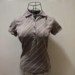 LACOSTE グレー チェック柄 ポロシャツ 半袖