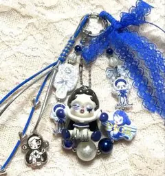 じゃらじゃらキーホルダー⭐︎ビーズストラップ⭐︎SP⭐︎ブルー×シルバー