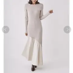 FRAY I.D アシメ切替リブニットコンビワンピース 00 ベージュ