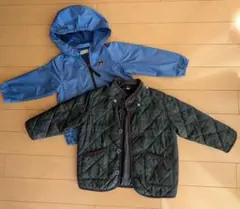 ミキハウス長袖ウインドブレーカー ＆ 無印良品中綿ジャケット 90cm