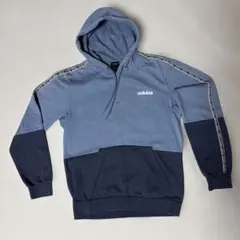 adidas フード付きパーカー スウェット　ライトブルー/ネイビー　L メンズ