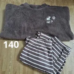 ユニクロ　フリース　パジャマ　140 スヌーピー　茶