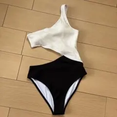 CUPSHE ワンピース水着 ワンショルダー バイカラー Sサイズ