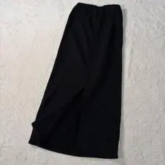 サロンアダムエロペ オーガニックコットン 裏毛スリットロングスカート ブラックのサムネイル