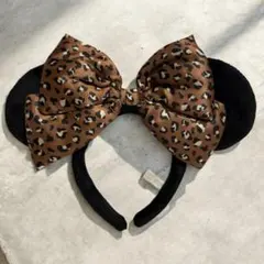 ヒョウ柄 ミニー ディズニー カチューシャ ブラウン 廃盤 レア リボン