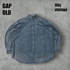 90sヴィンテージGAP ギャップオールドデニムBD長袖シャツプレップスター