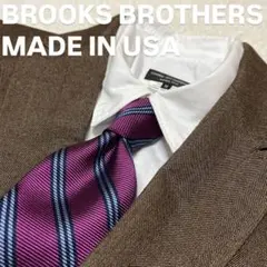USA製BROOKS BROTHERS シルクストライプネクタイ　パープル　紺色