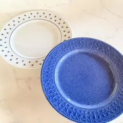 NARUMI⭐︎渡辺雪三郎　大皿　2枚セット　柄違い　青／白　27.5cmのサムネイル