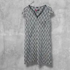 シネカノン Sinequanone キーネック ワンピース　幾何学　レトロ