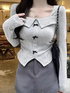 SHEIN グレー 長袖 トップス