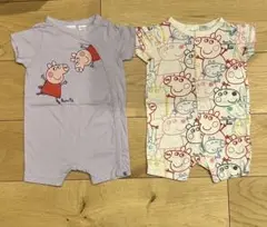 【お値下げ中】Peppa Pigロンパースセット（紫・多色）