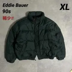 稀少！Eddie Bauer 90s短丈ダウンジャケットXLリップストップ深緑のサムネイル